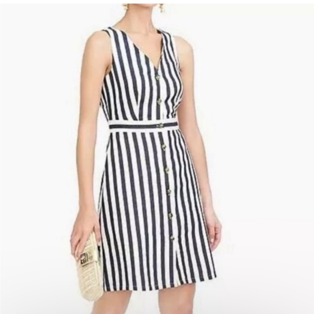 Jcrew white and navy stripped Dress